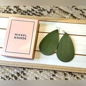 Nickel & Suede Large Teardrops